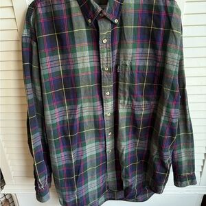 Izod Green and Blue Casual Button Down Shirt